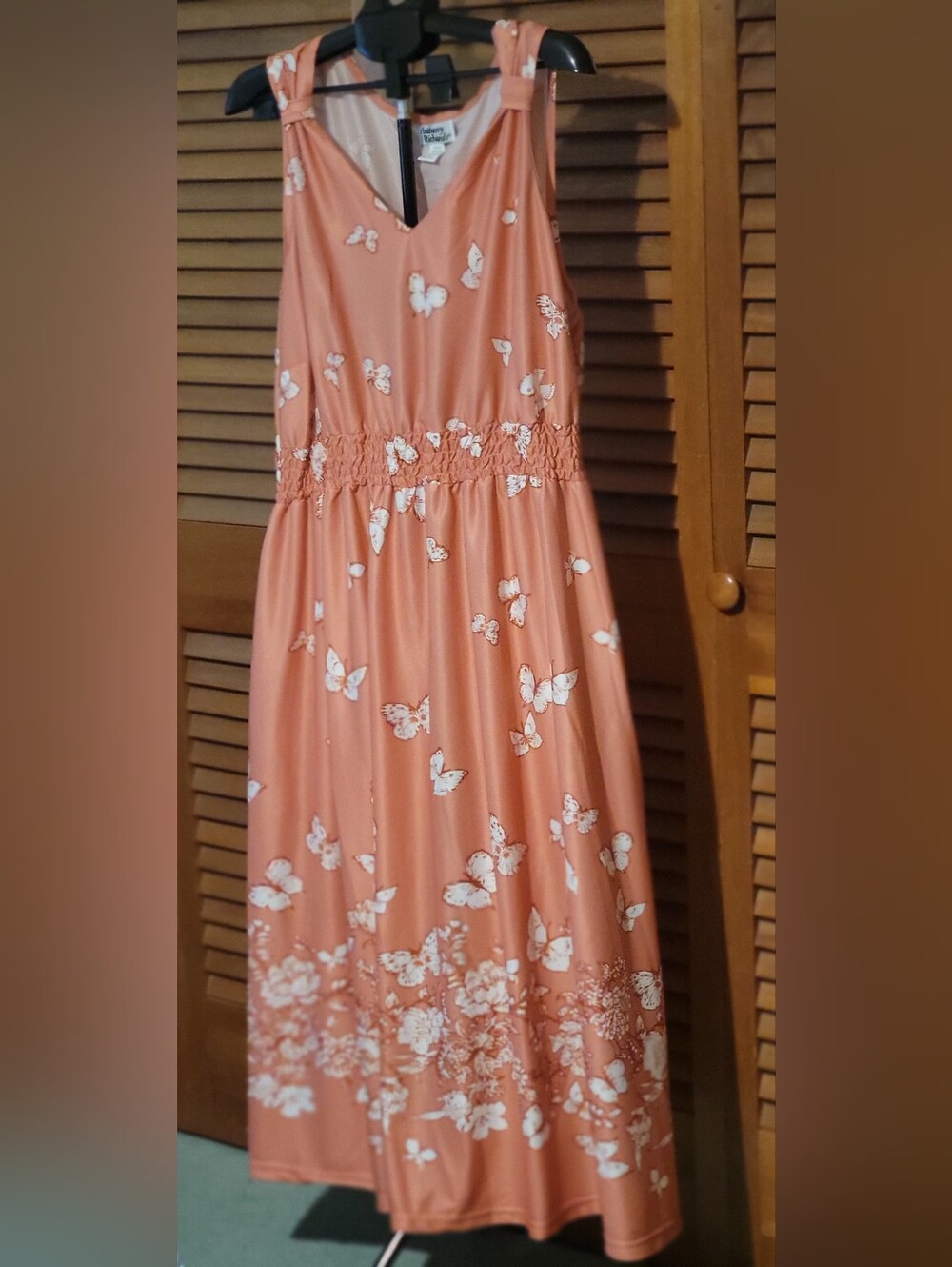 Anthony Richards Orange Maxi Dress with White Butterfly Print